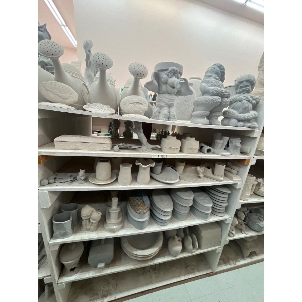  ceramic greenware all contents on shelf