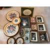 Image 1 : Collection of small cross-stitched and shell framed art 16 in total .