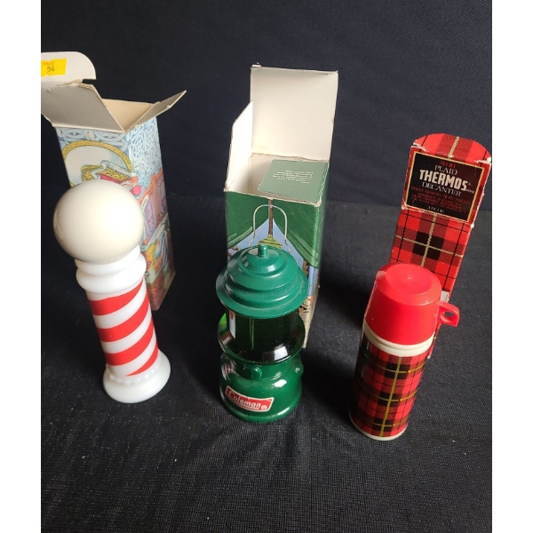 Avon Collectibles: Barber Pole, Coleman Lantern and Thermos, w/ Original Boxes for All Three 