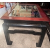 Image 5 : Circa 1980's Solid Wood Living Room Set- Beveled Glass Tops  36x36x16"tall