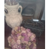 Image 1 : Urn Vase 22 h, Metal Basket & Metal Tub w Dried Flowers italian