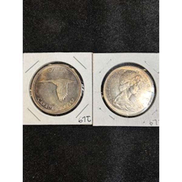1967 Canada goose Silver Dollar x2 46.6g .800 Silver
