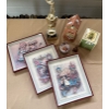 3D Cottage Art 9T w/ Brass Trophy School House Trinket Box & More 
