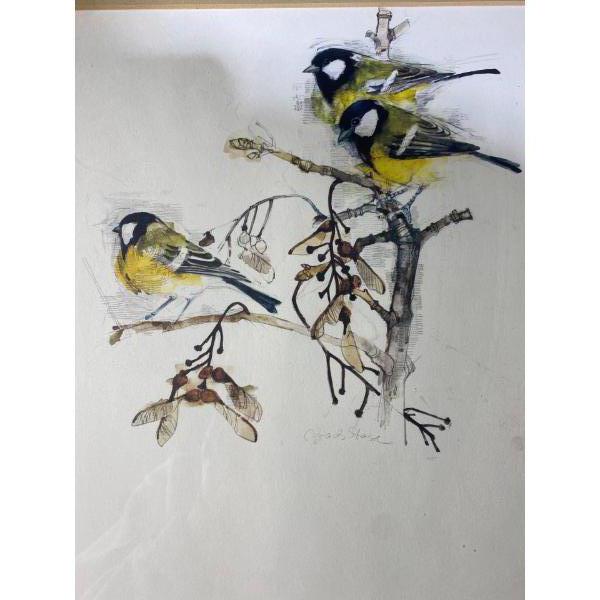 Charcoal Chickadees Print (13.75'/16.5'' Inches Before Frame)