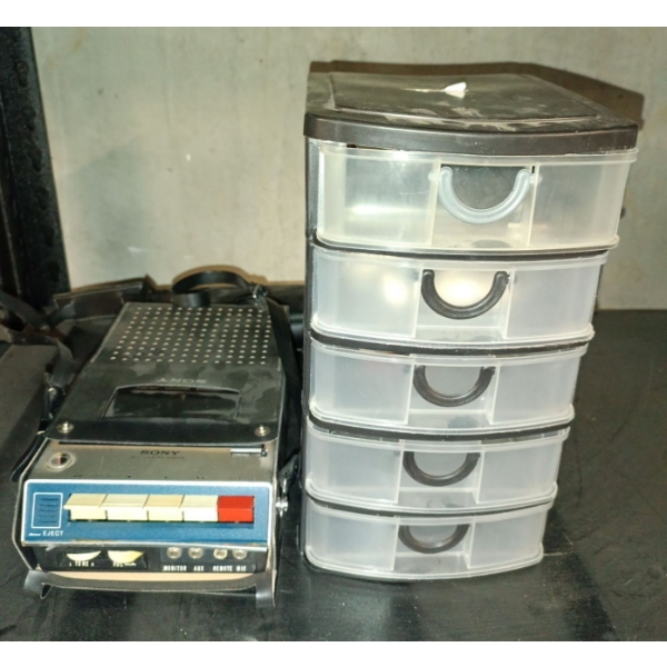 Sony Cassette Recorder w/ Mini Dresser And Three Drawer Filing Cabinet