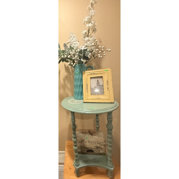 Painted Wood Side Table with Bicycle Motif
