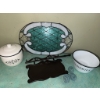 Image 1 : Home Decor Lot with Stained Glass Panel and Enamelware