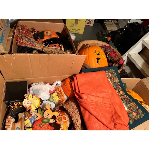 Halloween and Thanksgiving, decorations 4 large boxes