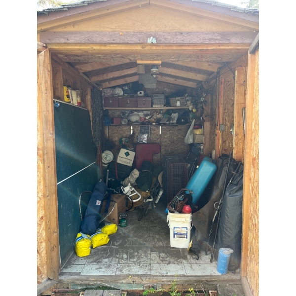 shed, contents, fishing, rods, camping supplies, boxes for the back of quads, several fishing rods, 