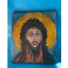 Image 1 : Head of Saint John the Baptist Painted on a Wooden Board - 11x12