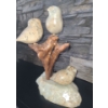 Image 2 : Carved Soapstone Birds on Wooden Tree- Base 9 X 6, 11 T 