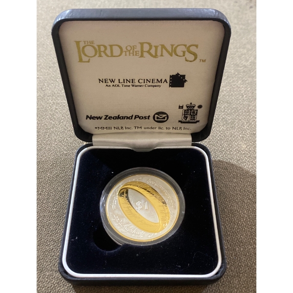 2003 The Lord of the Rings New Zealand $1 Proof Coin in Display Case