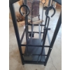 Image 2 : Metal Fireplace Tool Kit & Log Holder 17 1/2 w, 29 h, 12 d