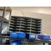Image 6 : Metal Storage Shelf with Contents of Blue Plastic Bins and Assorted Items