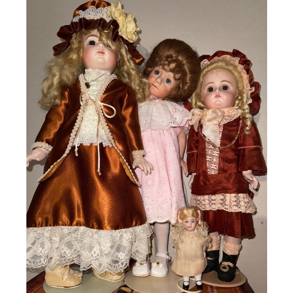 3 Bisque Head Dolls w/ Sleep Eyes Open Mouth & Kid Body 12T