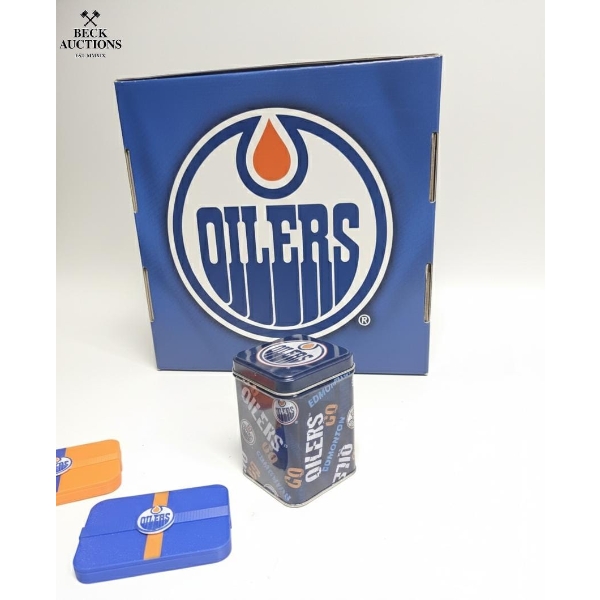 A Curated Set Of Edmonton Oilers Fan Merchandise 
