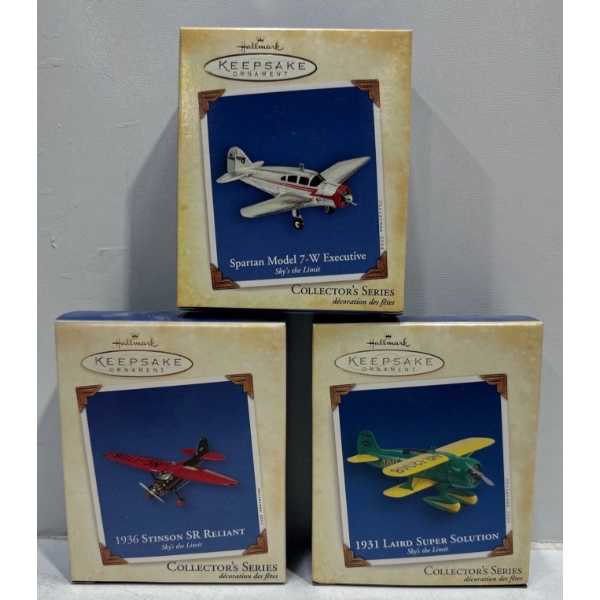 Vehicles- Spartan Model 7-W Executive, 1936 Stinson t, 1931 Laird Hallmark Ornaments 
