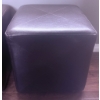 Image 3 : Faux Leather Cube Ottomans in Dark Metallic Finish