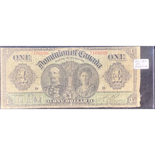 1911 Dominion of Canada One Dollar Bill