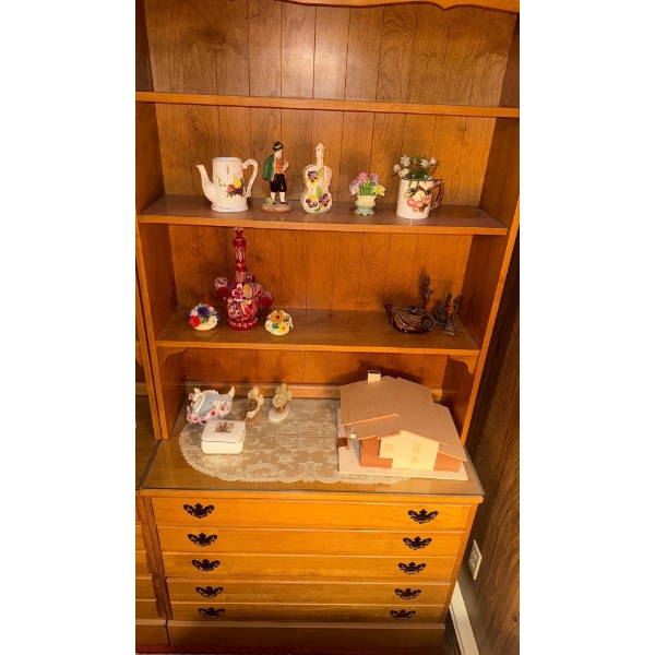 Danish Provincial Oak Bookcase or Buffet  Mid Century Upright Chest of Drawers 39"x18"x73"tall