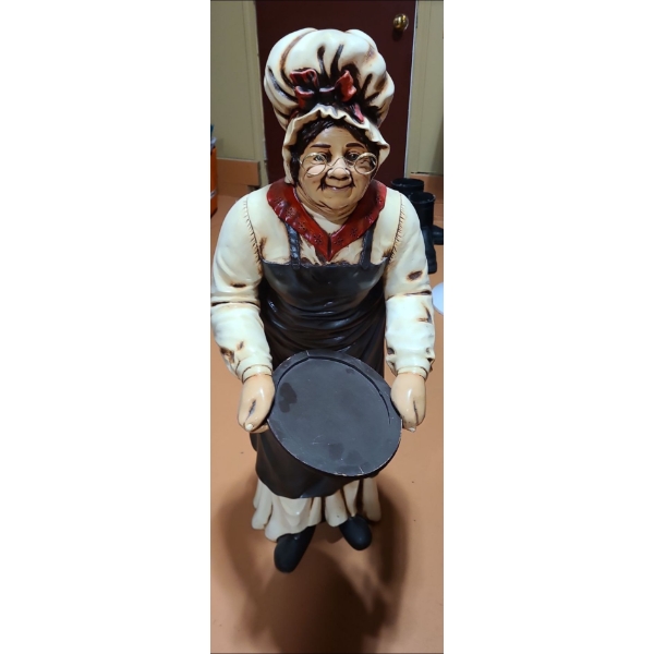 Female Cook Resin Statue Holding Tray 40 T, 12 W, 11 L