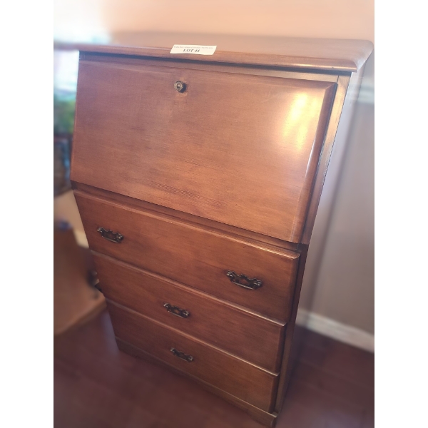 Wooden Drop Front Secretary Desk w 3 Drawers 27 w 43 h