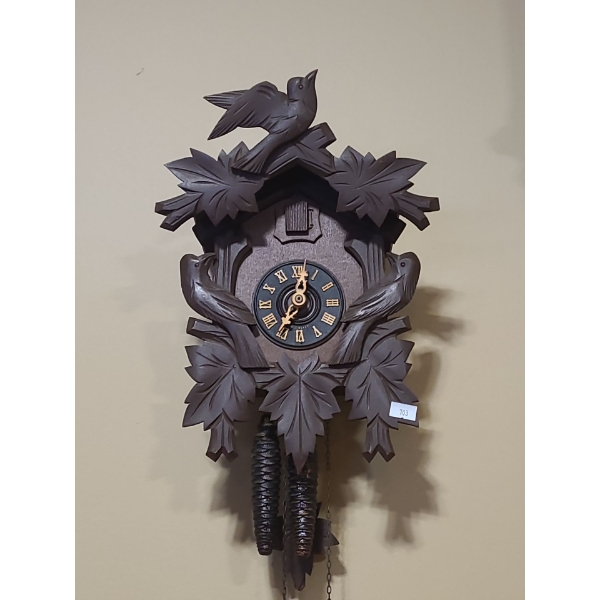 Cuckoo Clock wih Bird Carving Made in Germany 15 L, 8 W, 5 D 
