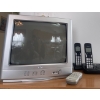 Image 2 : Vintage Electronic Collection w/ Kitchen Stand on Casters RCA Rear Projection TV TIMEX Alarm Radio 