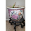 Image 2 : Painted Vase with Artificial Flowers 17 T and Planter w/ Stand 16 T 