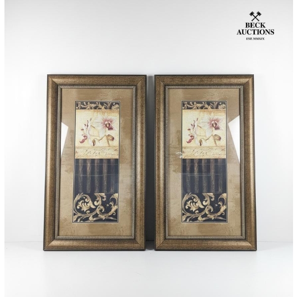  Pair Of Framed Floral Art Prints 