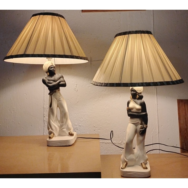 Blackamoore Nubian Prince & Princess Lamps 22T