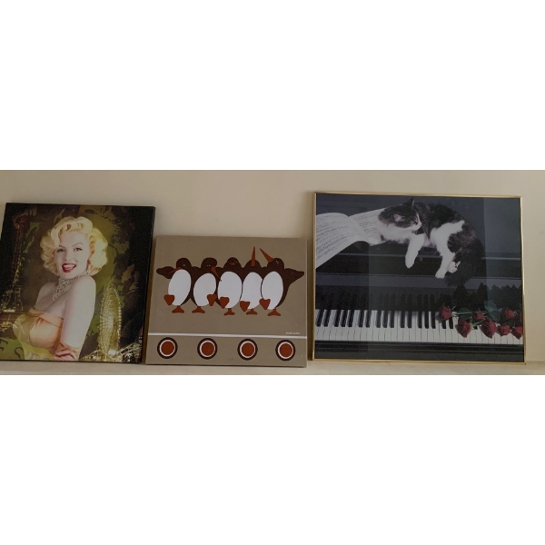 3 Poster Art Prints - M. Monroe, Musical Feline & Indigenous Print Maruska