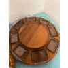 Image 2 : Vintage Danish Modern teak Lazy Susan serving set, along with 6 wooden bowls and a salad bowl with s