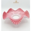 Image 4 :  Pink Ruffled "Bride's Basket" Victorian-Era Art Glass 