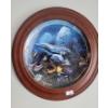 Image 2 : Decorative Plates in Wooden Frames X 3, Including Frame 11" Diameter 