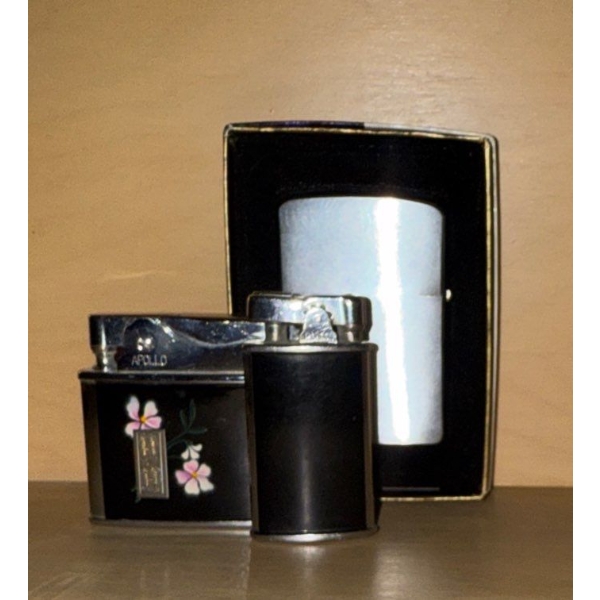Vintage Ronson Varaflame Lighter In Original Packaging w/ Retro Refillable Wind Proof Pair Of Lighte