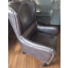 Image 2 : Brown Leather Club Chair 27 W, 26 D, 41 T (2nd)