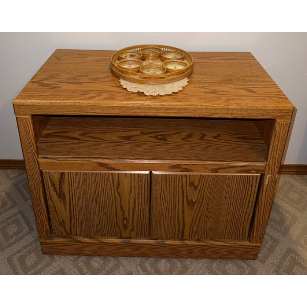 Mid Century Oak Cabinet / Console Table 25x26x18