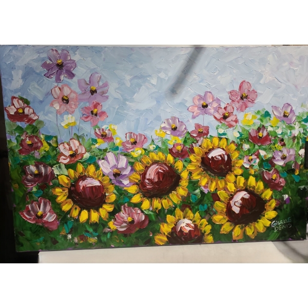 Acrylic On Canvas "Imagine All The People", Artist Giselle Denis, 60 X 40