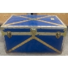 Image 1 : Vintage Blue Metal Trunk with Brass Accents and Cedar-Lined Interior