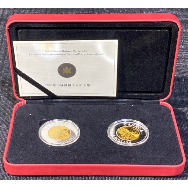  2005 $8 Commemoration of the Chinese Railway Workers Two Silver Coin Set