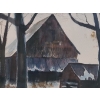 Image 3 : Watercolor of Farm House by Carl Beam Framed Under Glass 24 1/2 w 21 h 