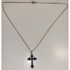Image 1 : 333 Stamped Gold Chain (Chain Weighs 2.08g)  & Unstamped Cross w/ Red Coloured Stones Pendant