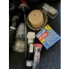 Image 3 : Assortment of flashlights, Glass jar lids, home hardware items plus collectible railroad spike 