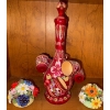 Image 1 : Wooden Ukrainian Decanter w/ Floral Decorations  15"tall