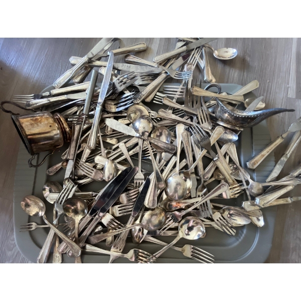 assortment of silverware vintage Oneida made in USA. Some are from Canadian national Pacific hotels.