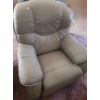 Image 1 : La-Z-Boy Beige Leather Reclining Chair 38 w, 33 d, 42 h 
