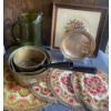 Image 1 : Brass Kitchen Cookers w/ Petitepoint Floral Art Velvet Doilies & More