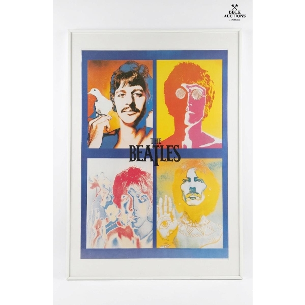 Framed Psychedelic Poster Of The Beatles 22''INCHES WIDTH, 40''INCHES HEIGHT