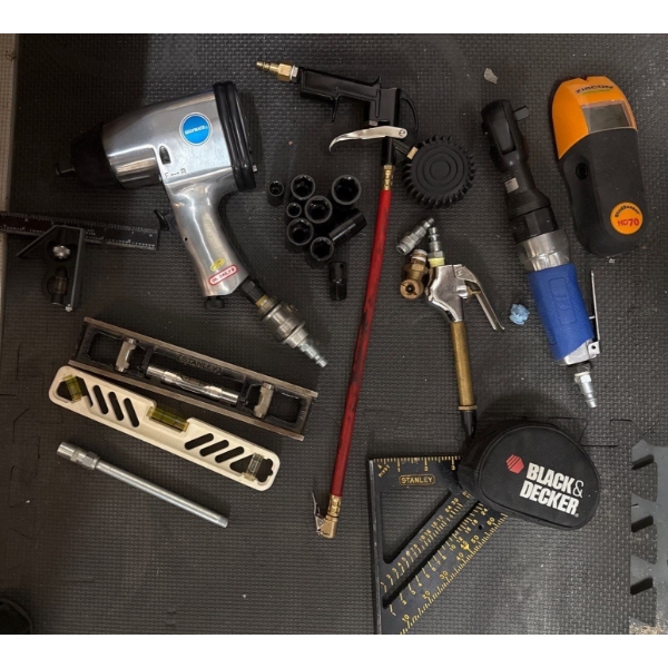 Collection of Pneumatic Tools Powered By Compressed Air-Impact Wrench, Air Blow Gun